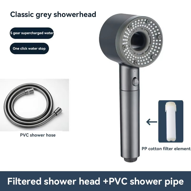 5 Modes Shower Head High Pressure Showerhead Portable Filter Rainfall Faucet Tap Bathroom Bath Home Bathroom Accessories